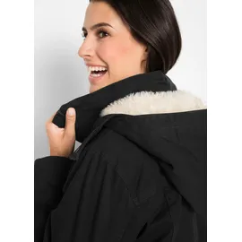 bonprix Wattierter Baumwoll-Parka, schwarz, Gr.56, Alltagstauglicher Parka mit Kapuze und Wattierung, aus 100% Baumwolle