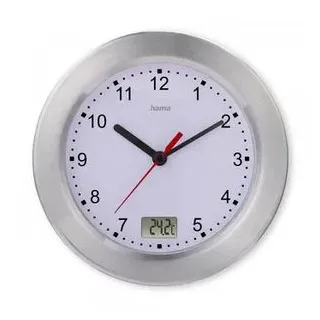 Hama Mauritius, Quarzuhr, Ø 17 cm, Thermometer, silber
