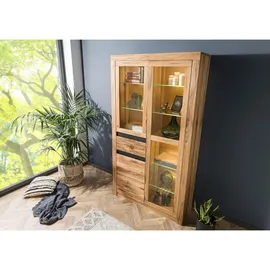 Massivmoebel24 Vitrine Wild-/Zerreiche 110 x 42 x 200 cm Natur geölt