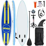 LuxusKollektion Inflatable SUP-Board Aufblasbares SUP Board 320cm×82×15cm bis 200KG Blau Gelb inkl. Zubehör