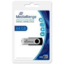MediaRange MR912 Flexi USBStick 64 GB / USB 2.0 // SchwarzSilber