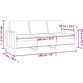 vidaXL 3-Sitzer-Sofa Weinrot 180 cm Kunstleder
