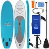 SereneLife Stand Up Paddling Board Set, SUP Board Komplettes Zubehör, Stand Up Paddle Board für Kinder & Erwachsene, Surfbrett & Tragetasche, Paddle Set Anti-Rutsch mit Pumpe, Auflasbares Paddelbrett