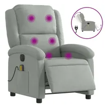 vidaXL Massagesessel Elektrisch Hellgrau Samt