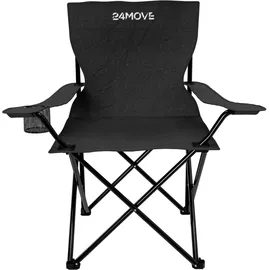 24move 24MOVE® Campingstuhl Faltstuhl, 2er Set, schwarz, mit Getränkehalter und Tragetasche Outdoor, faltbar max. 100kg, Anglerstuhl, Klappstuhl