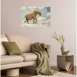 Queence Wandsticker Tanz auf dem Seil (1 St), Selbstklebend, kinderleichte Anbringung blau|braun 90 cm x 60 cm x 0,1 cm