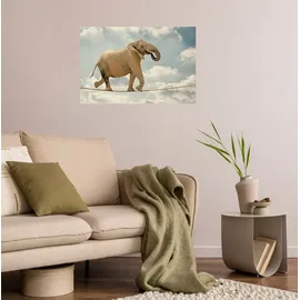 Queence Wandsticker Tanz auf dem Seil (1 St), Selbstklebend, kinderleichte Anbringung blau|braun 90 cm x 60 cm x 0,1 cm