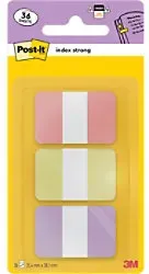 Post-it-Index-Haftstreifen Rechteckig 6,985 x 13,97 x 0,07 cm Mehrfarbig (Pastellrosa, Gelb und Lila) 36er-Pack