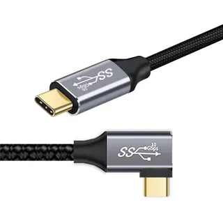 CAKOBLE Rechtwinkliges USB C kabel, 10Gbps PD Schnellladung USB C auf USB C Kabel 3.1 Gen 2 usb c winkelstecker 90, 100W 20V/5A 4K@60Hz Videoausgabe USB C Adapter, 3m