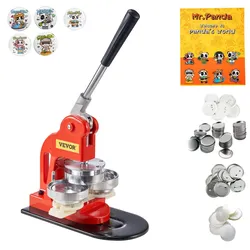 VEVOR Buttonmaschine Knopfmachermaschine, 7,62cm Badge Punch Press Set, Kinder DIY Geschenke Pin Maker, Button Herstellung Zubehör mit 500 Stk. Button Ersatzteile & Kreisschneider & Zauberbuch
