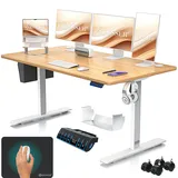 Kesser KESSER® Höhenverstellbarer Schreibtisch elektrisch Ergonomisch Steh-Sitz Schreibtisch 3-Funktions-Memory Steuerung Inkl. 360° Rollen & USB-Ladeanschluss Computertisch für Homeoffice