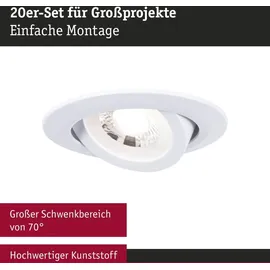 Paulmann Einbauleuchte 20er-Pack rund 82mm 4,8W 450lm 3000K Weiß