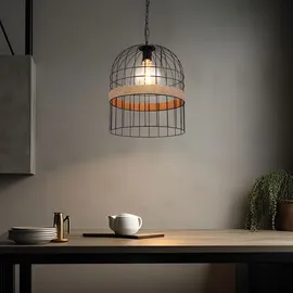 GLOBO Hängeleuchte 1-flg. 35 cm Metallgitter schwarz braun