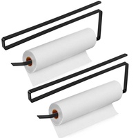 2 Stücke Küchenrollenhalter ohne Stanzen Rollenhalter Wandmontierter Papierrollenhalter Handtuchhalter Schieberegal für Badezimmer Küche (Schwarz)