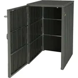 Hhg - Xl 1er-/2er-wpc-mülltonnenverkleidung 025, Premium Mülltonnenbox, Metall Holzoptik, Erweiterbar Grau