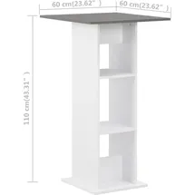 vidaXL Bartisch Weiß und Anthrazitgrau 60x60x110 cm