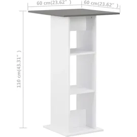 vidaXL Bartisch Weiß und Anthrazitgrau 60x60x110 cm