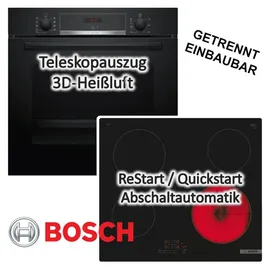 Bosch Herdset EcoClean Teleskopauszug + Kochfeld Glaskeramik 60 cm
