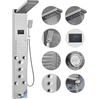 VEVOR Duschpaneel-Turmsystem 6 Modi Wasserkraft LED Edelstahl