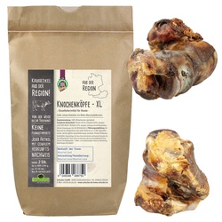 Schecker Knochenköpfe XL-Größe - aus der Region vom Bullen Oberschenkelknochen Futter 2x800 g