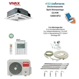 VIVAX Deckenkassette 12000 BTU + 9 m Montageset Decken Split Klimaanlage A+++