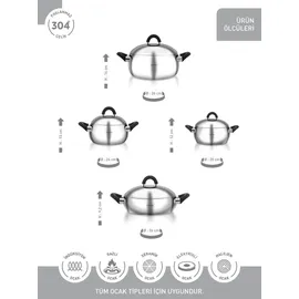 Hascevher Topf-Set 8-tlg. Kochtopf + Glasdeckel