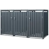 ML-Design Mülltonnenbox Müllbox aus Stahl wetterfeste Mülltonnen Verkleidung Mülltonnengarage (3 St), Mülltonnencontainer mit Klappdeckel / Tür für 3 Tonne à 240 ltr. grau