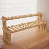 Waigg Kii Schwebendes Fenster-Blumenregal, Aufbewahrungsregal, Gartenregal, Massivholz, Fenster-Blumenregal, Regal für Balkon, Heimdekoration (zwei Schichten, 60 cm, Khaki)