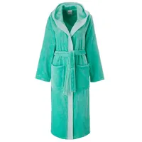 OTTO home Unisex-Bademantel Miia, ideal für Sauna, Spa & im Urlaub, Langform, Microfaser, Kapuze, Gürtel, weich und kuschelig, plüsch, für Damen und Herren, S-XL blau M