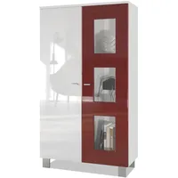 Vladon Vitrine, Bordeaux, 71x129x35 cm, Wohnzimmer, Wohnwände, Vitrinenschränke