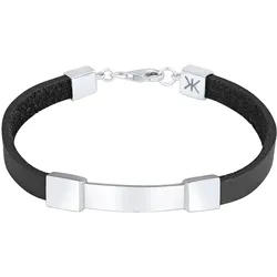 KUZZOI Herren Leder Schild Platte Elegant 925er Silber 19 