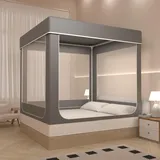 Pop-Up-Bettzelt mit Sichtschutz, leicht, tragbar, für Queensize-Bett, einfache Montage, Verdunkelung und atmungsaktives Netz-Baldachin für den Innen- und Außenbereich