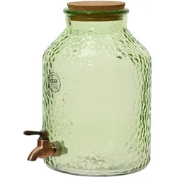 Decoris Getränkespender mit Zapfhahn 20x30cm Glas 8l Wasserspender Kanister mit Hahn Gartenparty Retro Limonadenspender Saftspender Gastro Trinkbehälter