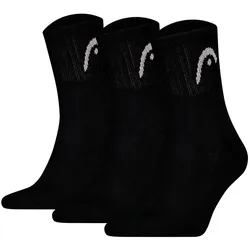 HEAD Unisex Socken, 3er Pack - All Sports Training Short Crew, Sportsocken, Logo, einfarbig Schwarz 43-46