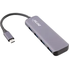 InLine InLine® USB 3.2 Hub, USB Typ-C zu 4x A 10Gb/s, Metallgehäuse, grau