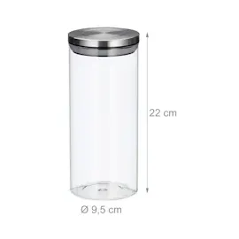 Relaxdays Vorratsdosen 22,0 cm hoch transparent 1,3 l, 3 St.