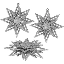 COM-FOUR com-four® 3X Weihnachtsstern-Anhänger Glitter 3D-Stern für den Weihnachtsbaum - Christbaumschmuck Weihnachtsdeko zur Verzierung