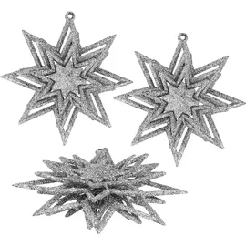 COM-FOUR com-four® 3X Weihnachtsstern-Anhänger Glitter 3D-Stern für den Weihnachtsbaum - Christbaumschmuck Weihnachtsdeko zur Verzierung