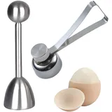 Eieröffner 2-teilig, Eiersollbruchstellenverursacher und Eierköpfer für gekochte Eier, Große Eieröffner für den Haushalt, Einfache Anwendung in der Küche, Praktische Helfer für Frühstück und Brunch