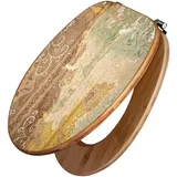 banjado Design WC Sitz Bambus 45x37,5cm / Toilettendeckel Holz/hochwertiger Toilettensitz/Bambus-Toilettendeckel für alle gängigen Toiletten - Alte Tapeten