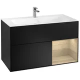 Villeroy & Boch Finion Waschtischunterschrank G040PCPD 99,6x59,1cm, Emotion, Regal rechts Oak Veneer, Black matt lacquer
