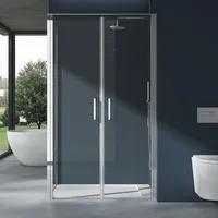 doporro Eck-Duschkabine 90x90x195cm Eckdusche ESG-Sicherheitsglas Klarglas inkl. beidseitiger Easy-Clean-Beschichtung - Silber