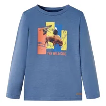 vidaXL Langarmshirt Kinder-Langarmshirt Blau Melange 140 blau