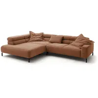 KAWOLA Ecksofa, Braun, Schwarz, Echtholz, 4-Sitzer, Füllung: Komfortschaum, Ottomane