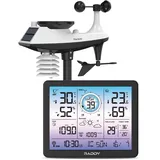 Raddy VP7 Wetterstation Funk Innen Außen Thermometer Professionell, 7,4'' Digitales Display in Lila, Funkuhr, Temperatur- und Feuchtigkeitsmonitor, Wettervorhersage und Luftdruck