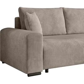 storez24 Eckcouch Cordstoff 2-Sitzer Braun