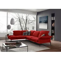 W.SCHILLIG Ecksofa sherry, Designsofa mit tollem Sitzkomfort, elegant und zeitlos, L-Form, mit Kopfstützenverstellung, Winkelfüße in Schwarz, Breite 302 cm rot