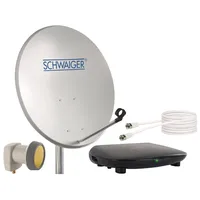 Schwaiger 9758 SAT-Anlage Satelliten-Set Satellitenschüssel Single-LNB HD Receiver Koaxialkabel