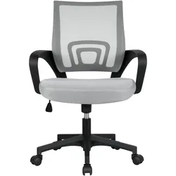 Yaheetech Bürostuhl mit Rollen Schreibtischstuhl Drehstuhl mit Wippfunktion Arbeitszimmer Grau