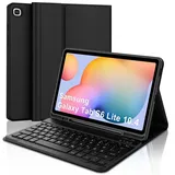 FOGARI Tastatur Hülle für Samsung Galaxy Tab S6 Lite 10,4 Zoll (2024/2022/2020), Deutsches QWERTZ Magnetisch Abnehmbarer Bluetooth Tastatur für Samsung Galaxy Tab S6 Lite 10.4", Schwarz